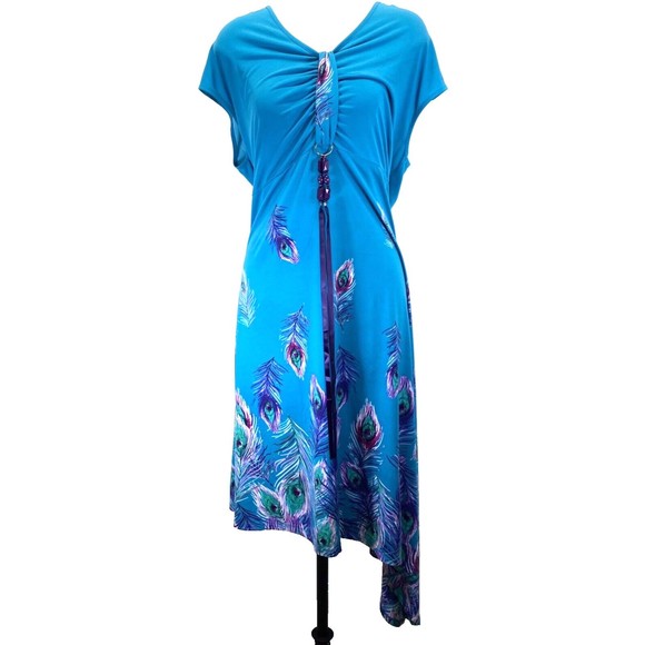 Seventh Avenue Dress Womens Size XL Empire Waist A-Line Stretch Asymmetrical Hem - Picture 1 of 10